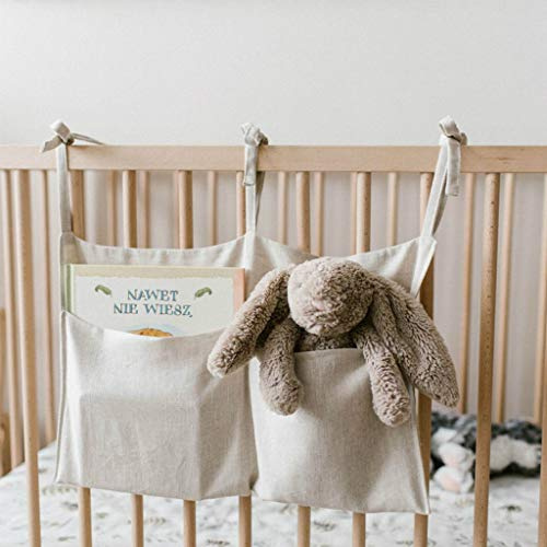 Förvaringsväska för upphängning – babysäng, väska, arrangör för dagis och säng, robust, nattleksak, förvaringsväska (beige)