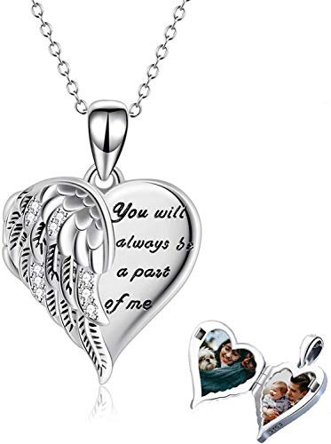 Schutzengel Flügel Medaillon Halskette hält Bilder Sterling Silber Anhänger für Frauen Schmuck Geschenke