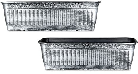 SG Traders 2 x Plastic Floral Fluted Garden Trough Long Window Box Planter Flower Box Plastic Vegetable Planters Pot Herb Planter for Windowsill Patio Garden Home Decor Flower Bed 59cm