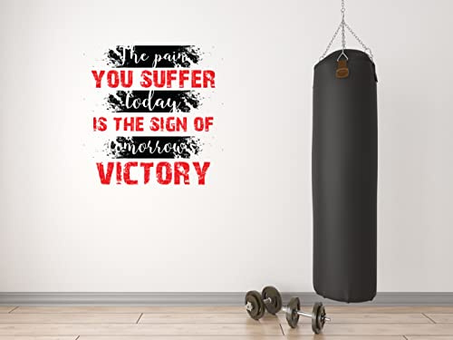 JVERF JBZ1251 Motivational Wall Sticker - The Pain You Suffer Today is The Sign of Tomorrow HD Self Adhesive Gym Fitness - Quotes Wall Sticker(BlackRed) [4 ft x 4 ft] / [120 cm x 120 cm]