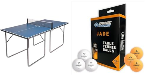 Joola 19110 Bordtennisbord, En Storlek, Blœ & Donic-Schildkröt jade bordtennisbollar, poly 40 + kvalitet, 12 bollar (6 x vita och 6 x orange)