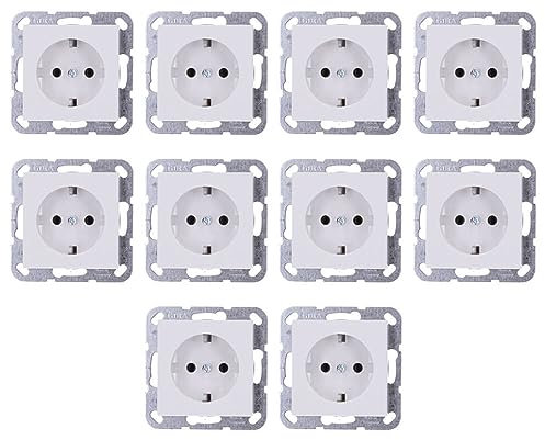10 Stück Gira 418803 SCHUKO-Steckdose System 55 Reinweiß glänzend