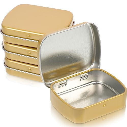 FOMIYES 10pcs Rectangular Candy Box, Empty Small Tin, Metal Sundries Storage Organizer Iron Sample Box 2.36X1.77X0.59in Golden