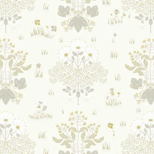 Yomshi Papier peint autocollant à motif floral beige doré - 41 x 300 cm - Dos adhésif - Papier peint à décoller et coller - Papier peint imperméable pour meubles - Pour salon, chambre à coucher
