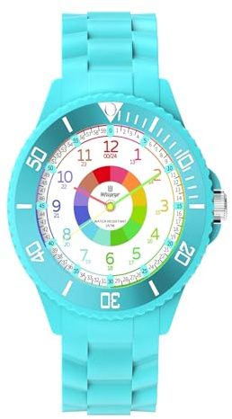 Kids Reloj de Aprendizaje Infantil Niño Niña,Relojes para Niña, Analógico Reloj de Pulsera Aprendiendo Relojes,Time Teacher para Niñas, Movida de Cuarzo,Impermeable 3ATM