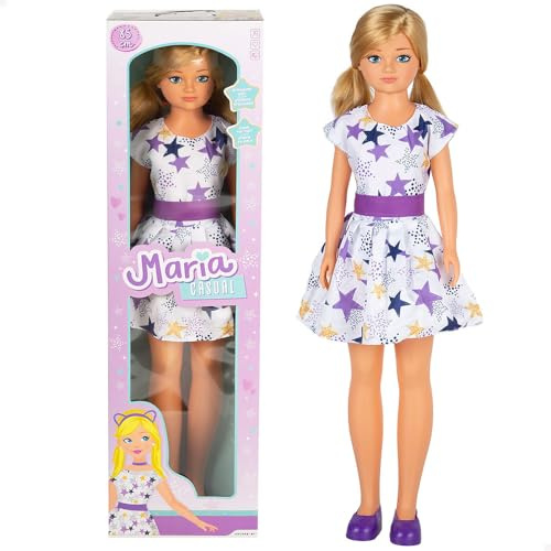 ColorBaby 47699 Poupée Marie articulée, 85 cm, Cheveux blonds et Longs, pour coiffer, Jambes et Bras articulés, Robe étoiles, vêtements avec Velcro, Jouets Enfants 3 Ans