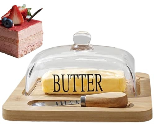 Butter Dish With Lid For Countertop - Butter Dish With Lid, Glass Butter Holder Cheese Bell - Cake Plate With Lid, Butter Dishes, Lemon Glass Dome For Home