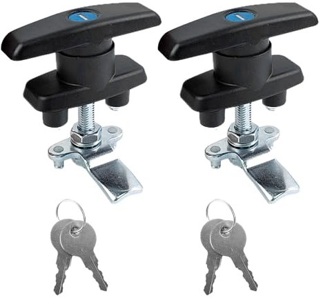 2 Stück Schrankschloss Mit Schlüssel, Schwarzes T-Griff-Schranktürschloss, Möbelschloss, Mit 4 Schlüsseln, Geeignet Für Möbel, Wohnmobil, Safe, Garagentor (Schwarz)