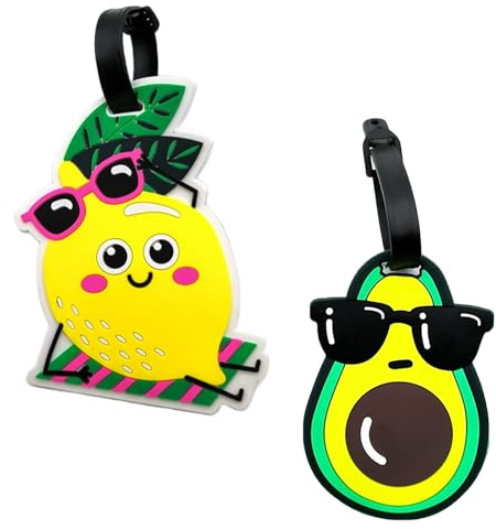 Etiquetas para Equipaje de PVC,2 Piezas Etiquetas Maletas Viaje Verano,Identificador Maletas Viaje Bolso ID Tag,Mochilas Etiqueta Maleta con Nombre Dirección para Equipaje Facturado,Aguacate Limón