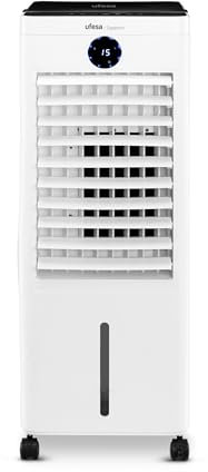 Ufesa Sapporo Rafraîchisseur d’Air Évaporatif, 100W, Fonction Air Froid et Ventilateur, 3 Vitesses, 3 Modes, Panneau Tactile, Réservoir de 12L, Minuteur 12h, Filtre Lavable, Télécommande