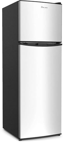 Simpli-Magic 10 Cu.Ft. Fridge with Freezer – Double Door Compact Refrigerator for Office, Dorm, Bedroom, Garage – Adjustable Thermostat, Large Capacity, Stainless Steel Finish