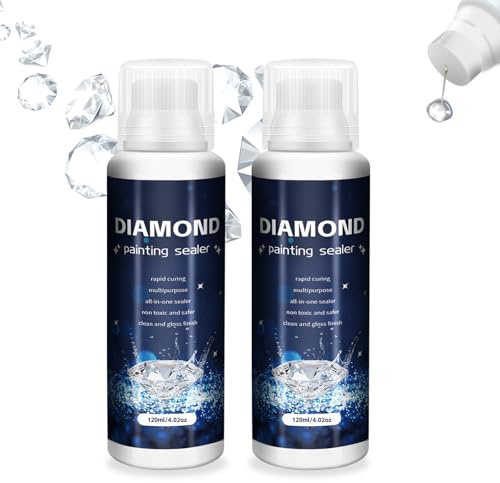 2 Pack Diamond Art Sealer, Diamond Painting Glue Sealer with Sponge Head, Dimond Art Accessories for Fixing and Shine of 5D Paintings Puzzle and DIY Crafts (240ml)