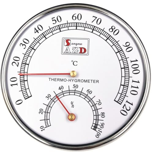 MonoSora Termometro e igrometro per sauna, con timer, orologio da parete per interni e bagno, per misurare temperatura e umidità, argento