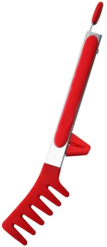 Milisten Pinzas de Cocina de Silicona 23 Cm Rojas, Pinzas para Espaguetis Reutilizables Clip Ergonómico para Pasta, Utensilio Multifunción para Barbacoa, Ensalada y Cocina Doméstica