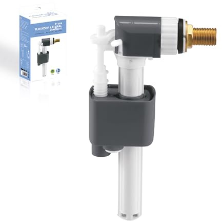 HOMSSY Flotador Cisterna WC Compacto F-118 – Válvula Llenado Universal 3/8 Latón, Regulación Nivel de Agua, Instalación Lateral, Sistema Compacto para Tanque Bajo