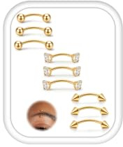 ORAZIO Or Piercing Labret Vertical Lèvre et Arcade Or 16G Rook Lot de 9