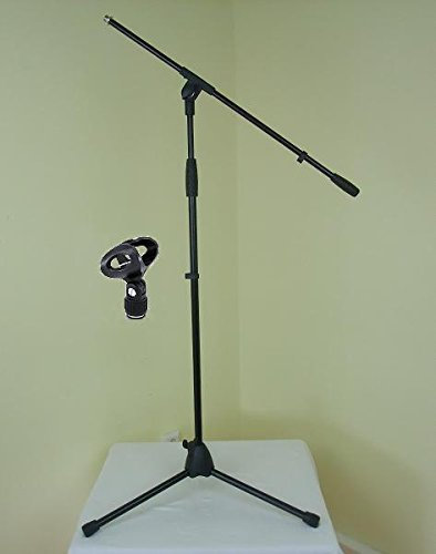 Adam Hall S 5 BE - Mikrofon-Ständer mit Schwenkarm/Galgen, Mikrofon-Klammer Ø 23-36 mm & Dreibein schwarz Mikrofon-Stativ S5BE + D903