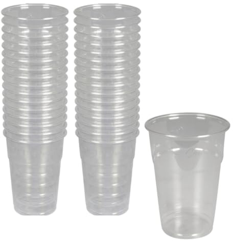 ABENA Clear Drinking Cups, 230ml Drinking Glasses, Pack of 50, Food Safe | Transparent Disposable Cups for Soft Drinks, Compostable Cold Drink Cups, Ideal for Parties, Catering, Events & Takeaway