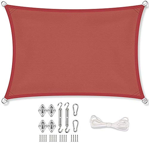 Stonehill Sonnensegel Rechteck 2 x 3 m + GRATIS (!) Befestigungsmaterial | für Garten, Balkon & Terrasse | Sonnenschutz | Wetterschutz | wasserabweisend | PES | Polyester (Terracotta)