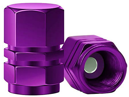 SAVITA 8 Packs Aluminum Tire Valve Stem Caps with Gasket Universal Hexagon Valve Covers Replacement for Cars, SUV, Bike, Motorcycles | Heavy-Duty, Airproof Seal | Screw-On, Easy-Grip (Purple)
