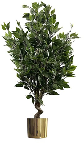 Leaf Árbol de Interior Artificial con Maceta, Materiales Mixtos, perenne Ficus Dorado, 110 cm