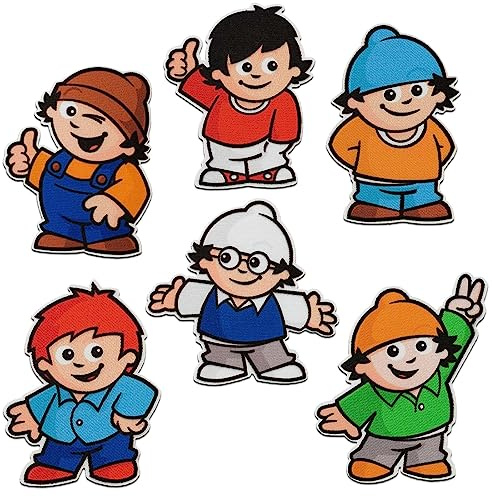 Mono-Quick Mainzelmännchen Set 6 Stück - Aufnäher, Bügelbild, Aufbügler, Applikationen, Patches, Flicken, zum aufbügeln