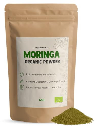 Cupplement Moringa 60 Gramm Bio Kostenlose Schaufel - Kein Kapseln, 1000g, Öl, Samen oder Tee - Superfood - Tabletten - Produkte - Nahrungsergänzung - Pflanze - Samenöl - Pulver - Organic