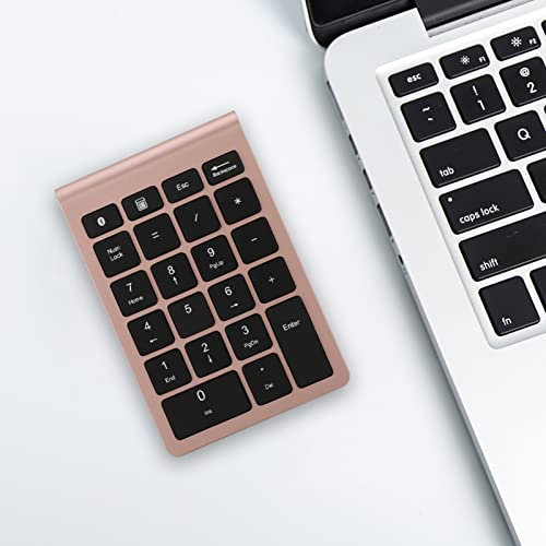 BONKZEBU Number Pad,Comfortable Feel Fast Rebound Speed Mini Keyboard,Wireless Ultra-thin Digital Numeric Keypad, with 5.0 (Rose Gold)