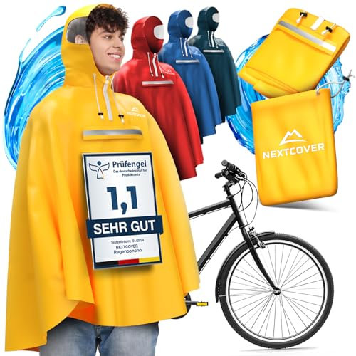 NEXTCOVER® NEU Regenponcho Fahrrad für Damen & Herren - mit [AquaShield 2.0] Technologie I Regenponcho Wandern, Fahrrad-Regencape, Angel Poncho, Regenponcho Herren, Regencape Damen wasserdicht Fahrrad