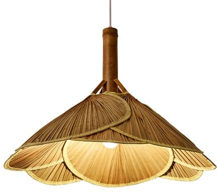 XLFCHGB Candelabros Modernos Lámpara Colgante Única De Hoja De Palma Comedor Sala De Estar Lámpara Colgante De Bambú Diámetro De Iluminación Colgante Estilo Sudeste Asiático: 23,6 Pulgadas