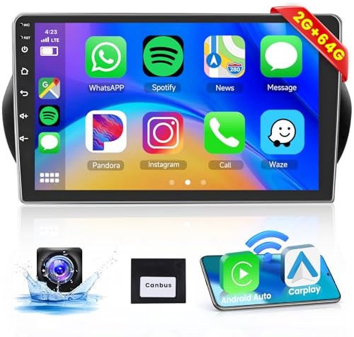 【2+64G】 Hodozzy Carplay Android Auto Radio Coche para Citroen Nemo/Peugeot Bipper/FIAT Fiorino Qubo,10 Pulgada Touchscreen Autorradio Bluetooth con/WiFi/GPS/RDS/FM/USB