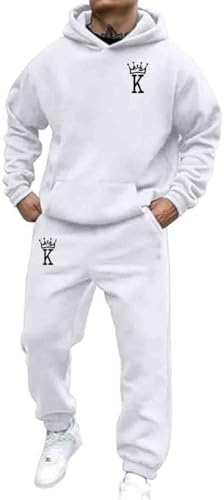 Jogginganzug Für Herren Damen 2024 Y2K Hooded Tops+Hose Tracksuit Buchstaben Druck Lose Hoodies Und Jogginghosen Hip Hop Unisex Pullover Sporthosen Anzug Zweiteiliger Jogginganzug mit Pullover