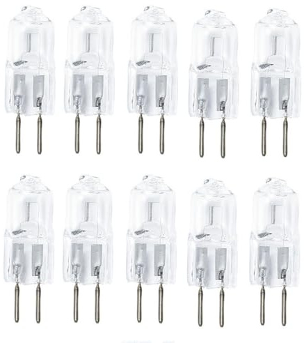 UGEFKMQ Transparente Bombilla De Cápsula G5.3 12V 75W Bombilla Cápsula G5.3 100W Bombilla Halógena G5.3 Bi-Pin Jc T4 Regulable Blanco Cálido 10Pc 50W
