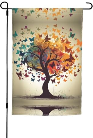 Drapeau de jardin arbre avec papillons 30,5 x 45,7 cm