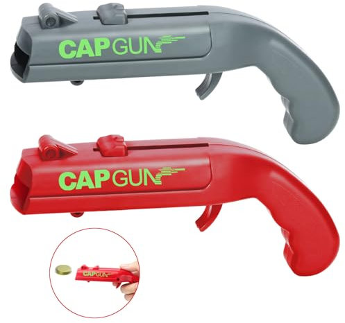Flaschenöffner Pistole, 2 Stück, Lustige Schuss Flaschenöffner, Biergeschenke für Männer, Bieröffner Pistole für den Einsatz zu Hause, in der Bar oder auf Partys (grau, rot)
