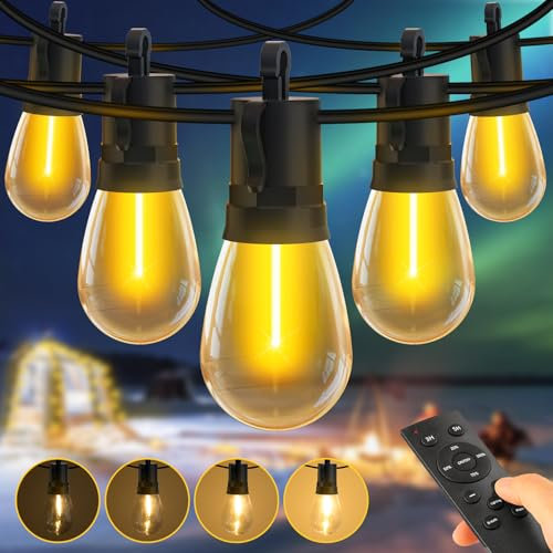 SAEIHGAE Outdoor Festoon Lights Mains Powered: 100ft 30m 30+2 S14 LED Bulbs Garden String Lighting Outside Dimmable with Remote IP65 Waterproof for Patio Gazebo Pergola Backyard