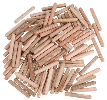 MUCKLILY 300pcs Woodworking Half Dowel Rods Dried Fluted Beveled Hardwood Furniture Wood Connectors