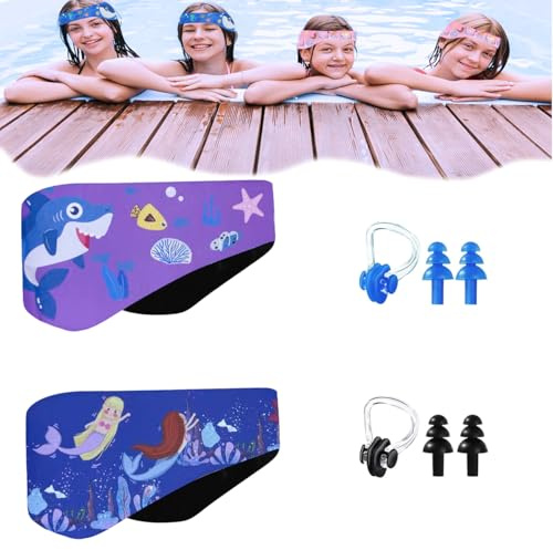 Elastica Fascia da Nuoto,Elastica Fascia da Nuoto per Bambini,Fascia di Protezione per Orecchi da Nuoto,Fascia in Neoprene Regolabile per Nuotare conTappi Orecchie Piscina per 3-8 Sport Acquatici