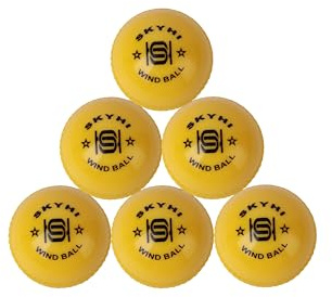Skyhi Wind Cricket Balls - Soft Practice Training Wind Cricket Balls for Indoor & Outdoor - Soft Practice Training Cricket Ball for Cricket Coaching Bowling Pack of 6 (Yellow)