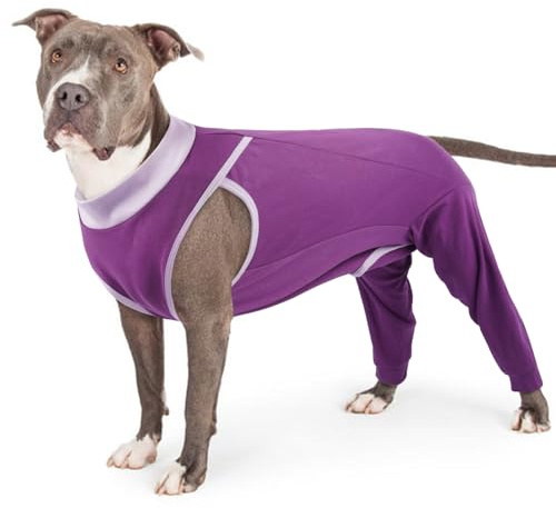 PUMYPOREITY Body per Cani, Tutina Post Operatoria Sterilizzazione Tuta Post Operatoria Cane Maschio Morbido Manica per Gambe Posteriori Protettore per Zampe(Viola, L)