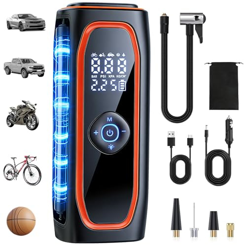 220Psi 7500mAh Tyre Inflator Cordless Compressor - Digital Pressure Gauge