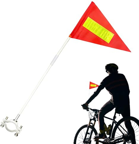 Gazocua Banderas de bicicleta, bandera reflectante ajustable impermeable con barra - Accesorios de seguridad para bicicleta, para niños, camping, exterior, hogar, trabajo, viajes, supervivencia