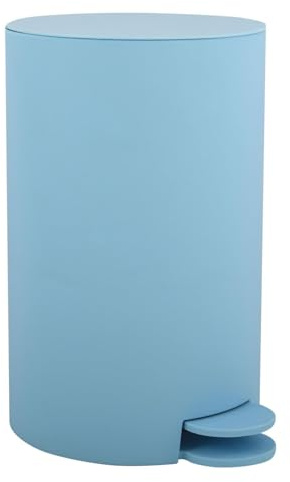 MSV - Cubo de Basura Cosmético Modelo Osaki - 3 Litros con Tapa y Pedal para Baño - Compacto para Espacios Pequeños - Recipiente Interior Extraíble - Azul Claro