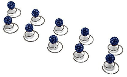 10 x Straß Curlie Curlies Premium - Brauthaarschmuck, Haarschmuck | Set – Blau