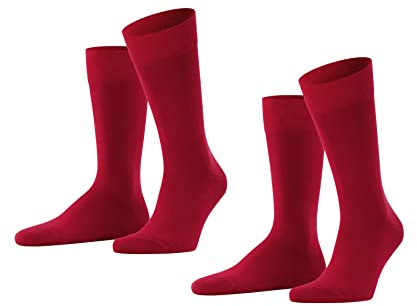 FALKE Herren Socken Happy Double Pack M So Baumwolle einfarbig 2 Paar, Rot Scarlet 8228, 47-50