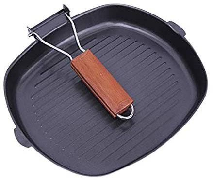 BSTOB Poêle à Griller Induction 24CM, poêle antiadhésive pour Steak, Poisson et Barbecue, Plaque de Cuisson Pliable avec vidange Facile de la Graisse