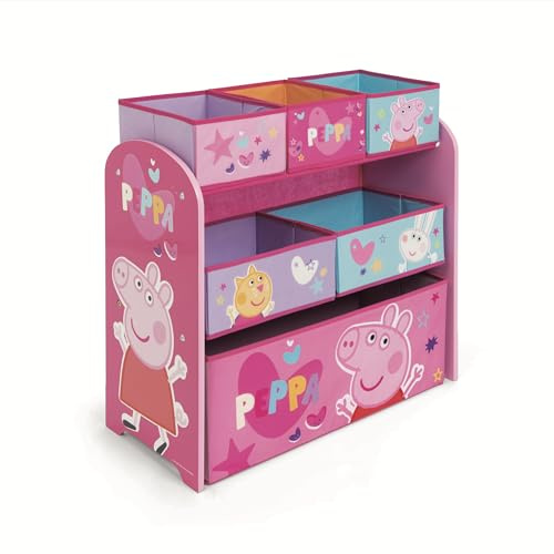 ARDITEX - Organisateur en Bois avec 6 bacs en Tissu à l’effigie de Peppa Pig - 62x30x60 cm - Couleur Rose - Parfait pour Ranger Les Jouets dans Une Chambre d’Enfant