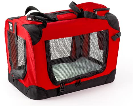 KCT Small Red Fabric Pet Carrier Crate Travel Transport Bag for Cats and Dogs