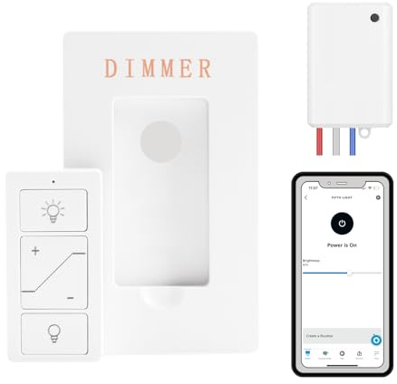 Wireless Light Switch, Remote Light Switch Compatible with Alexa, Smart Wireless Dimmer Switch and Receiver, Wall Lighting Fixture for Ceiling Lights, Fans, Lamps