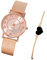 Genérico Damenuhr Heart Quarz, analog, rundes Zifferblatt, mit zwei Herzen und passendem Kettenarmband, Roségold, verstellbares Armband., Rose gold, Armband